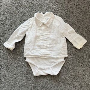 Tartine et Chocolat White Baby Dress Tuxedo Shirt Bodysuit 3 months